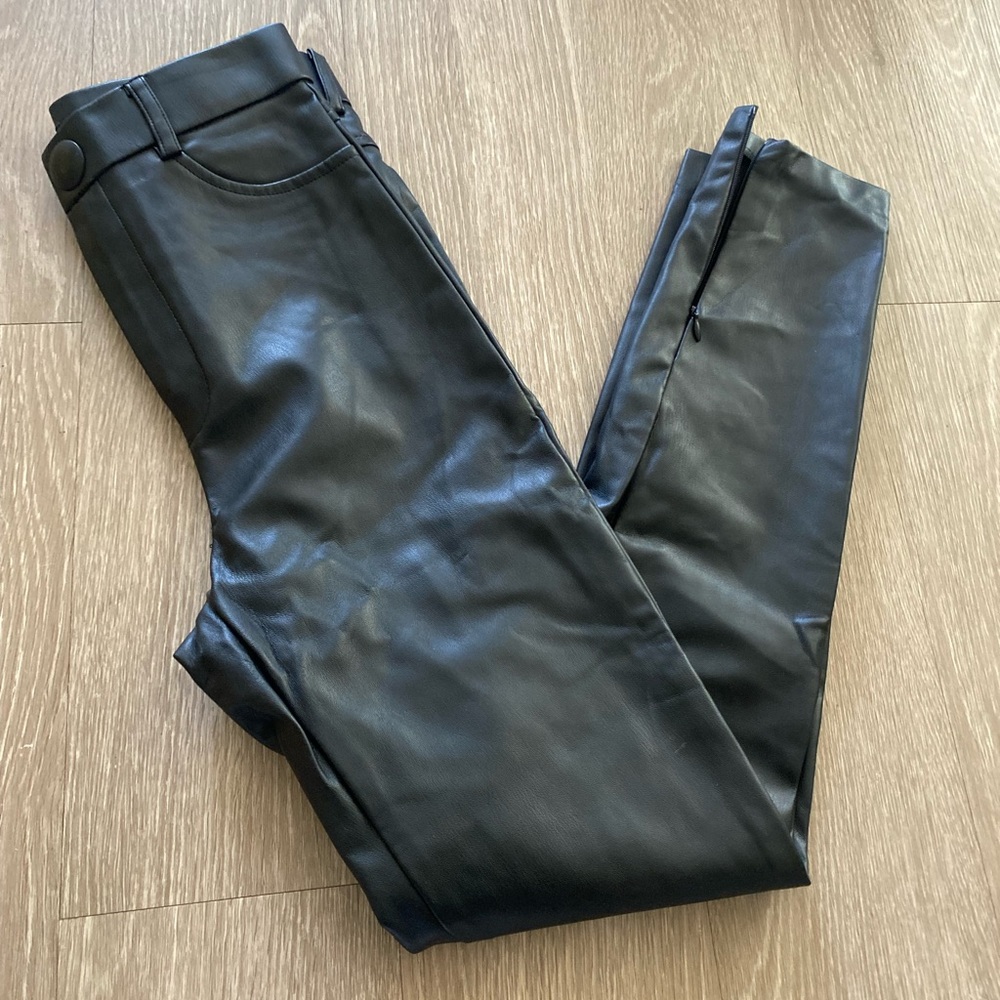 Zara Black High Waisted Faux Leather Pants